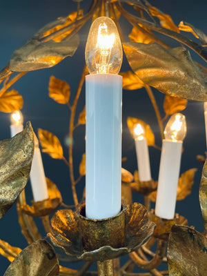 Italian 1960s Gold Leaf Chandelier Rustic Farmhouse, c.1940’s