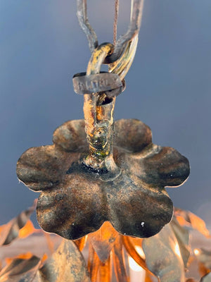 Italian 1960s Gold Leaf Chandelier Rustic Farmhouse, c.1940’s