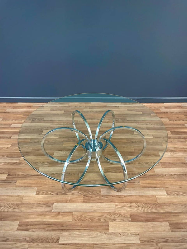 Mid-Century Modern Chrome Disc & Glass Coffee Table, c.1970’s