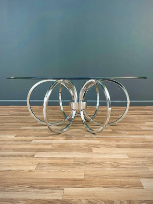 Mid-Century Modern Chrome Disc & Glass Coffee Table, c.1970’s