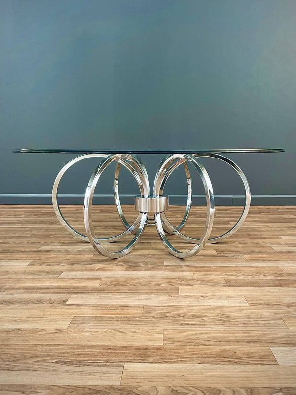 Mid-Century Modern Chrome Disc & Glass Coffee Table, c.1970’s