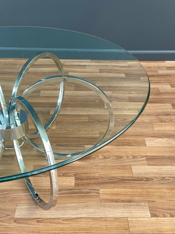 Mid-Century Modern Chrome Disc & Glass Coffee Table, c.1970’s