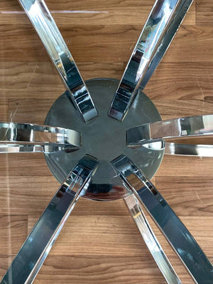 Mid-Century Modern Chrome Disc & Glass Coffee Table, c.1970’s