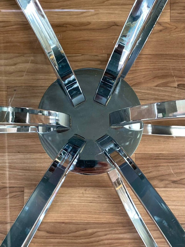 Mid-Century Modern Chrome Disc & Glass Coffee Table, c.1970’s