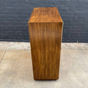 Mid-Century Modern Campaign Style Highboy Dresser with Brass Accents by Drexel, c.1960’s