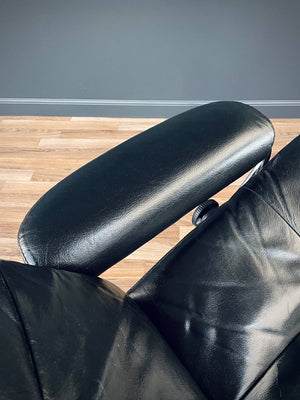 Ekornes Stressless Black Leather & Chrome Reclining Swivel Lounge Chair