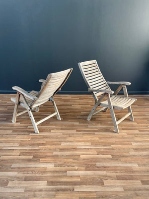 Set of 4 Vintage Folding Reclining Teak Patio Chairs