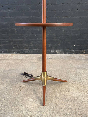 Mid-Century Modern Walnut & Brass Accent Tripod Floor Lamp, c.1960’s