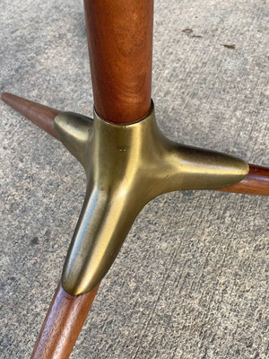Mid-Century Modern Walnut & Brass Accent Tripod Floor Lamp, c.1960’s