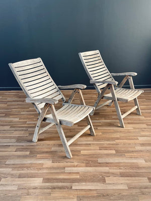 Set of 4 Vintage Folding Reclining Teak Patio Chairs