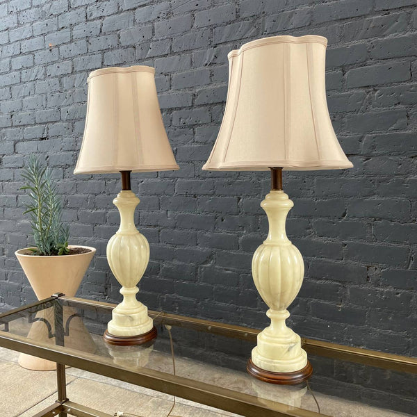 Pair of Vintage Marble Stone Table Lamps, 1960’s