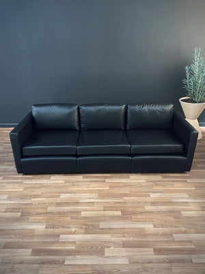 Mid-Century Modern Black Leather Sofa by Charles Pfister for Knoll, c.1960’s