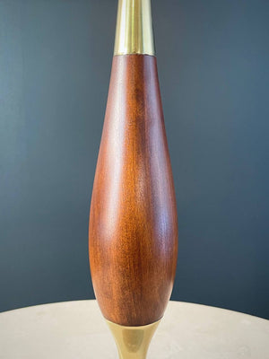 Mid-Century Modern Sculpted Walnut & Brass Table Lamp, c.1960’s