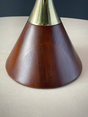 Mid-Century Modern Sculpted Walnut & Brass Table Lamp, c.1960’s