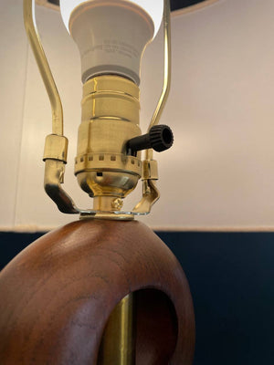 Pair of Mid-Century Modern Sculpted Walnut & Brass Table Lamps by Yasha Heifetz, c.1960’s