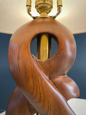 Pair of Mid-Century Modern Sculpted Walnut & Brass Table Lamps by Yasha Heifetz, c.1960’s