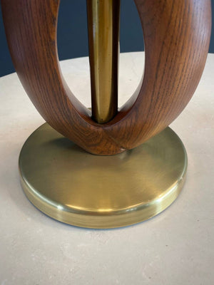 Pair of Mid-Century Modern Sculpted Walnut & Brass Table Lamps by Yasha Heifetz, c.1960’s
