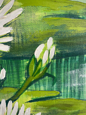 Vintage Pond Water Lilies Painting, Signed Anderson