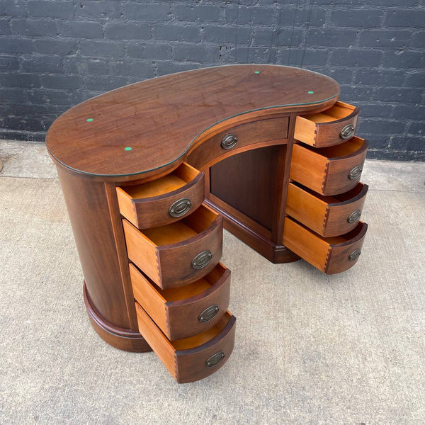 American Antique Federal Style Mahogany Curved Writing Desk, c.1950’s