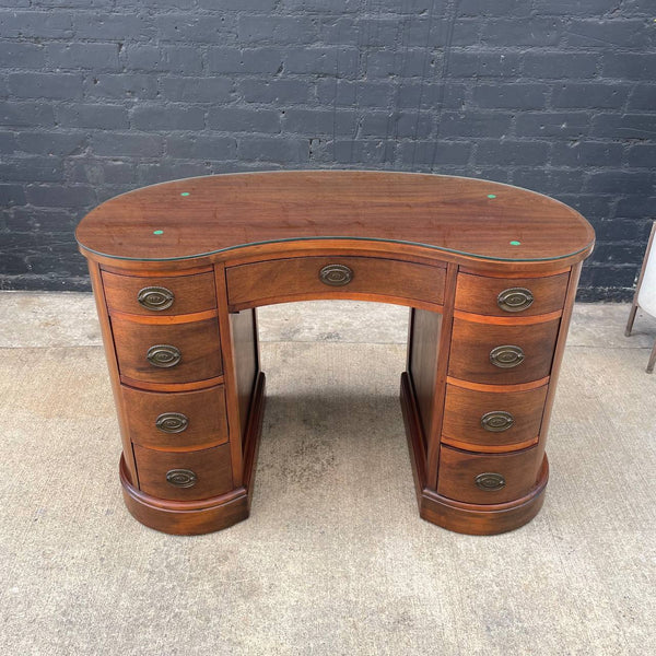 American Antique Federal Style Mahogany Curved Writing Desk, c.1950’s
