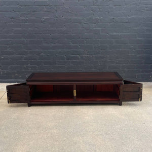 American Antique Asian Style Mahogany Low-Profile Credenza with Bi-Folding Doors, c.1950’s