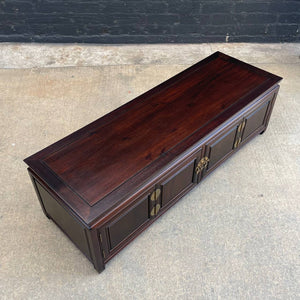 American Antique Asian Style Mahogany Low-Profile Credenza with Bi-Folding Doors, c.1950’s