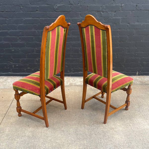 Set of 4 Italian Antique Sculpted Carved Wood Dining Chairs, c.1950’s