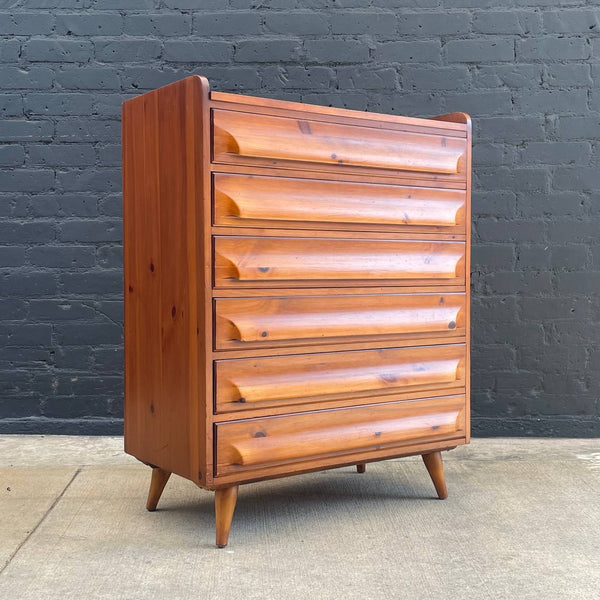 Mid-Century Modern Solid Pine Highboy Dresser, c.1960’s