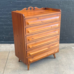 Mid-Century Modern Solid Pine Highboy Dresser, c.1960’s