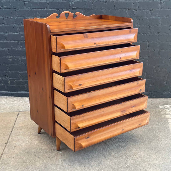 Mid-Century Modern Solid Pine Highboy Dresser, c.1960’s