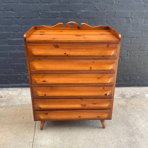 Mid-Century Modern Solid Pine Highboy Dresser, c.1960’s