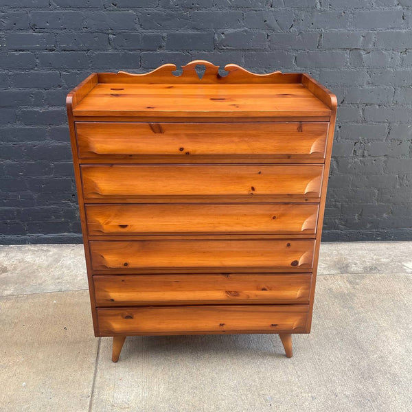 Mid-Century Modern Solid Pine Highboy Dresser, c.1960’s