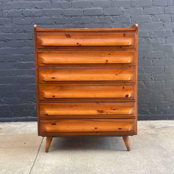 Mid-Century Modern Solid Pine Highboy Dresser, c.1960’s