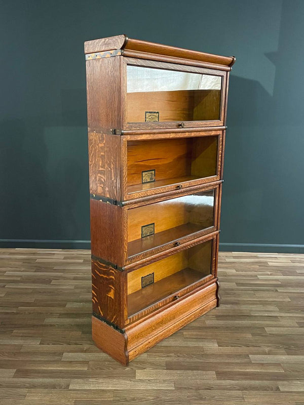 Antique Stackable Barristers Oak & Glass 4-Tier Bookcase by The Globe-Wernicke, c.1930’s