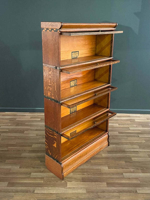 Antique Stackable Barristers Oak & Glass 4-Tier Bookcase by The Globe-Wernicke, c.1930’s