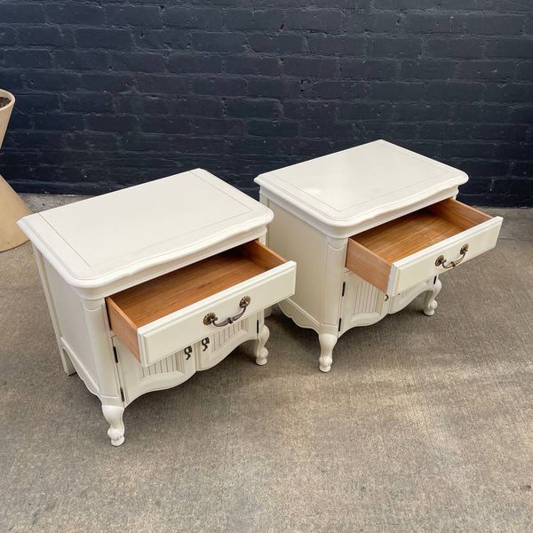 Pair of French Provincial Style Cream Painted Night Stands, c.1960’s