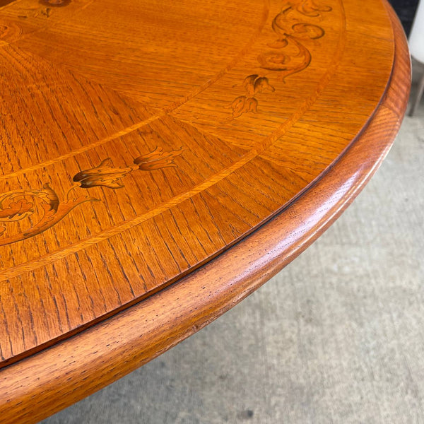 Antique Neoclassical Style Carved & Inlaid Wood Dining Table, c.1950’s