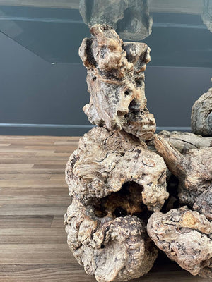 Free Form Drift Wood Side Table with Glass Top, c.1960’s