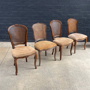 Set of 6 French Louis XV Style Carved Dining Chairs with Cane Backrests, c.1960’s