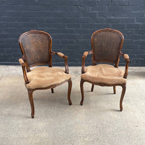Set of 6 French Louis XV Style Carved Dining Chairs with Cane Backrests, c.1960’s