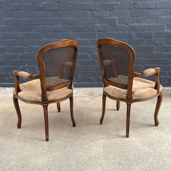 Set of 6 French Louis XV Style Carved Dining Chairs with Cane Backrests, c.1960’s