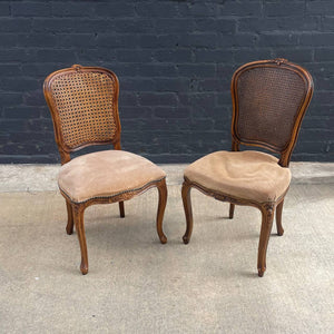 Set of 6 French Louis XV Style Carved Dining Chairs with Cane Backrests, c.1960’s