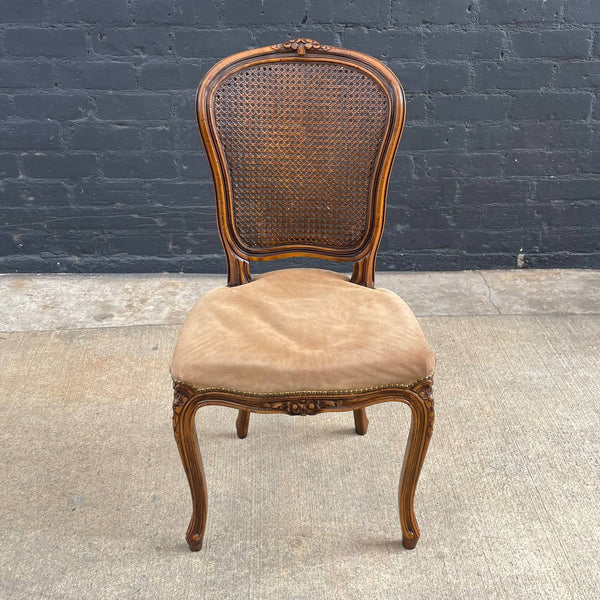 Set of 6 French Louis XV Style Carved Dining Chairs with Cane Backrests, c.1960’s