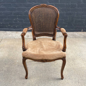 Set of 6 French Louis XV Style Carved Dining Chairs with Cane Backrests, c.1960’s