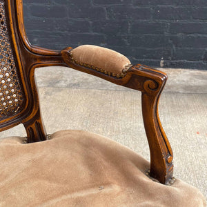 Set of 6 French Louis XV Style Carved Dining Chairs with Cane Backrests, c.1960’s