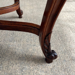 Antique French Louis XV Style Leather Side Chair with Carved Details, c.1940’s