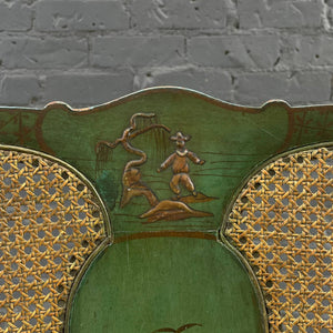 Pair of Antique Asian Style Carved Side Chairs with Claw Feet & Cane Backrest , c.1940’s