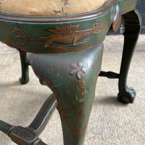 Pair of Antique Asian Style Carved Side Chairs with Claw Feet & Cane Backrest , c.1940’s