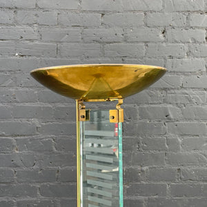 Mid-Century Modern Brass & Glass Torchier Floor Lamp, c.1970’s