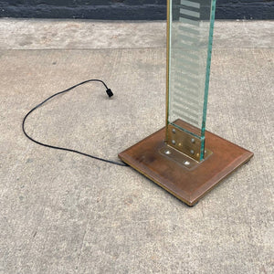Mid-Century Modern Brass & Glass Torchier Floor Lamp, c.1970’s